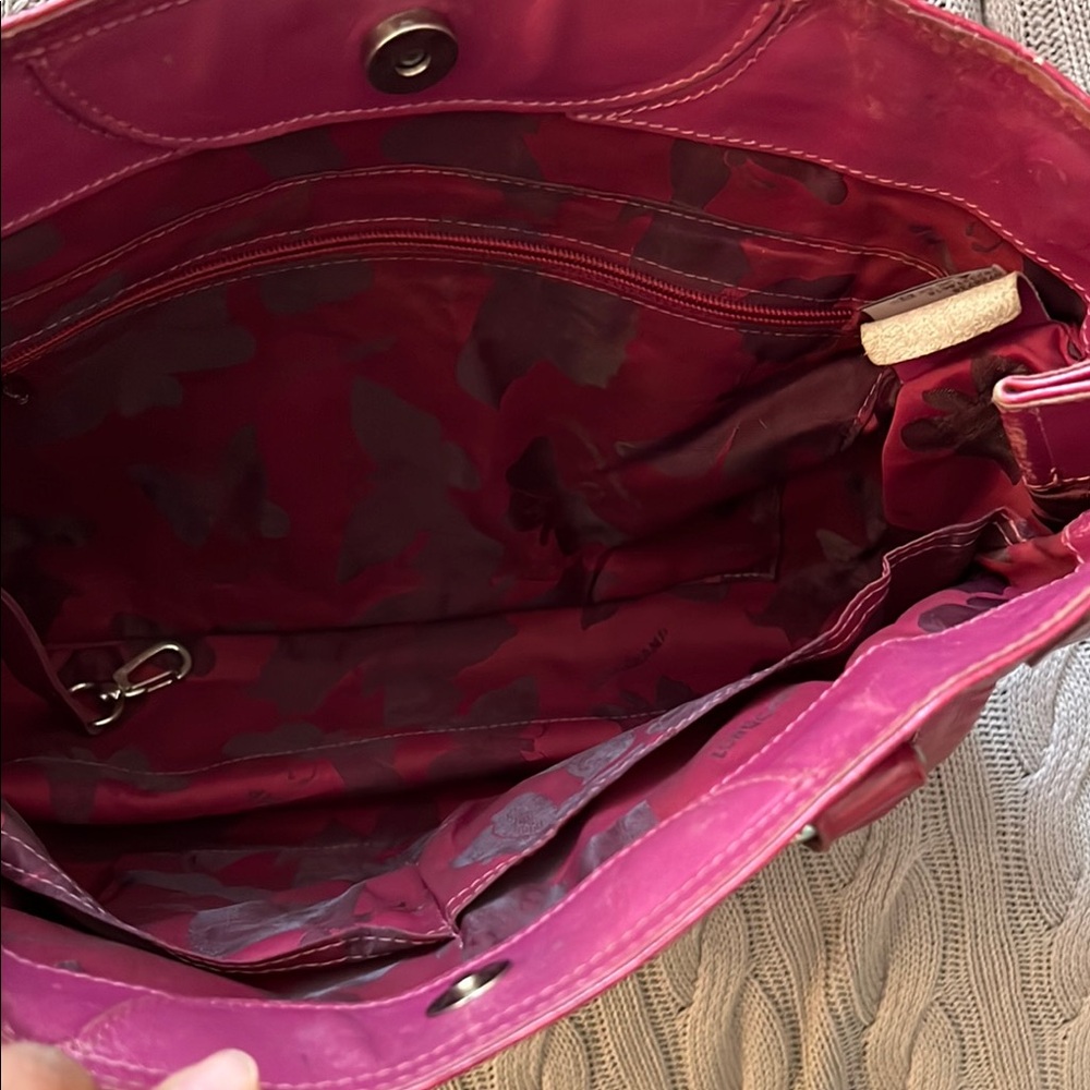 Longchamp Red Glossy Leather Shoulder Bag - Picture 14 of 17